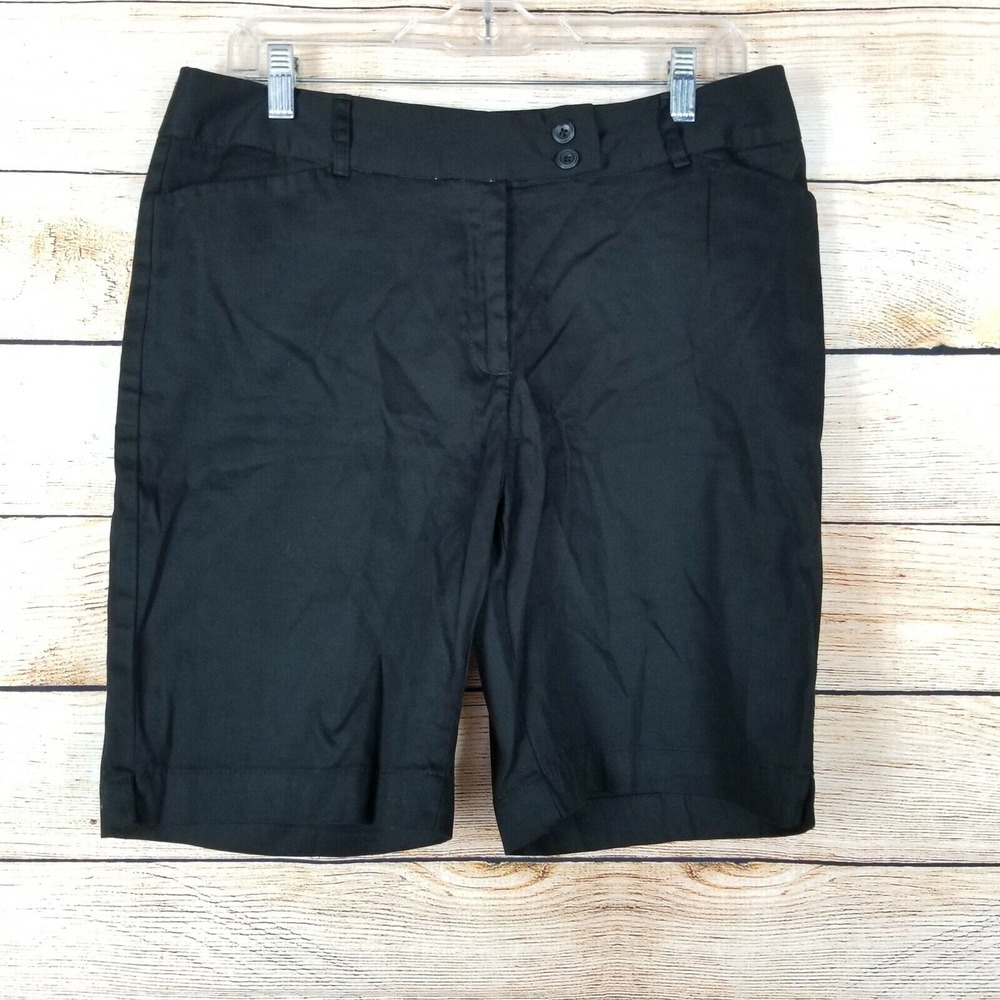 George Womens Shorts Size‎ 10 Black Modern Fit Bermuda Casual Walking Flat Front